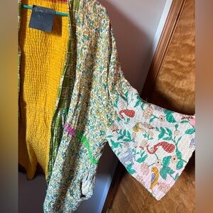 Kantha Bae Shortie Kimono, critters and floral